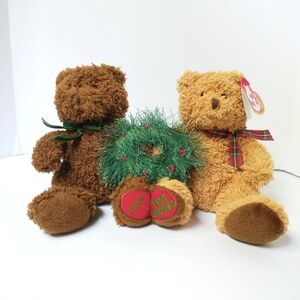 TY Beanie Babies Our First Christmas 'Merry Kiss-mas' Holiday Teddy Bears 2005